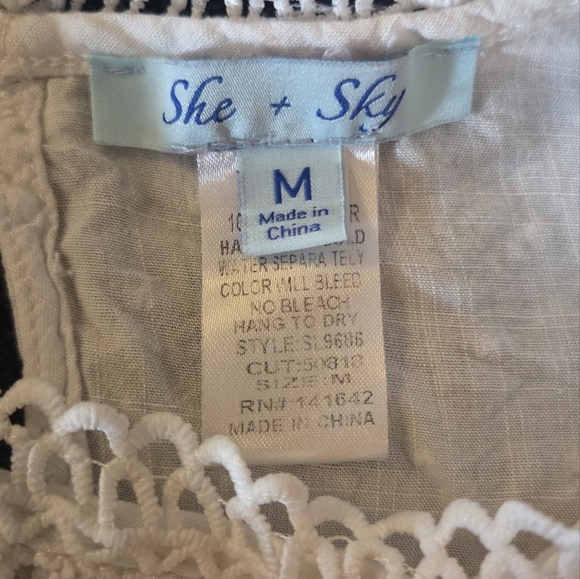 She + Sky White Lace Crop Top – Boho Cottagecore Crochet Blouse - Picture 8 of 8